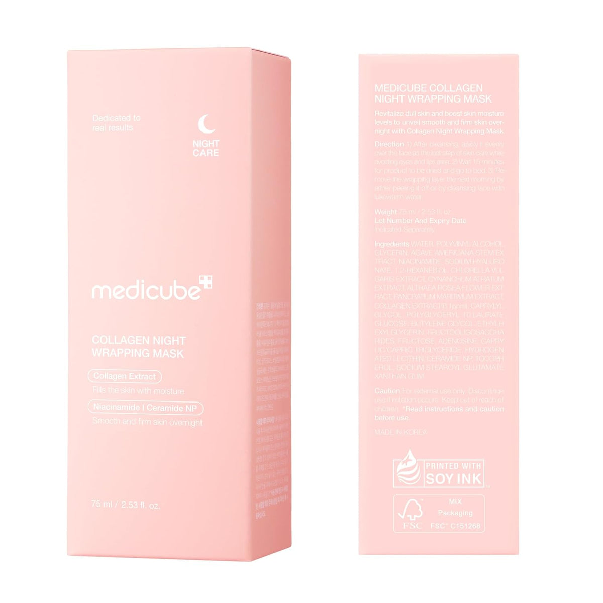 medicube Wrapping Mask Collagen Overnight Peel Off Facial Mask | Elasticity & Hydration Care, Reduces Sagging & Dullness | Hydrolyzed Collagen For Glowing Skin | Korean Skin Care, 2.53 fl.oz